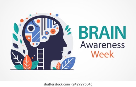 Brain Awareness Week (BAW) is a global campaign that takes place every year in mid-March to increase public awareness of the benefits and progress of brain research. Vector illustration