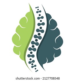 Brain with back bone symbol represent chiropractic therapy. Brain and spinal column logo