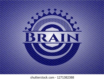 Brain badge with denim texture