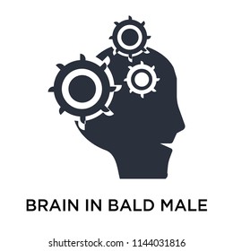Brain in bald male head icon vector isolated on white background for your web and mobile app design, Brain in bald male head logo concept