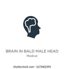 Brain in bald male head icon vector. Trendy flat brain in bald male head icon from medical collection isolated on white background. Vector illustration can be used for web and mobile graphic design, 