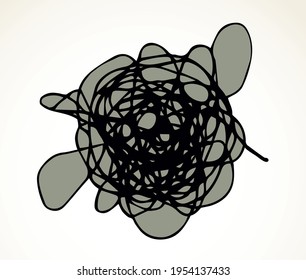Brain band casual mix decision job network way white text space backdrop. Outline black pen hand drawn life path. Cable wire net cord rope loop puzzle work ball shape task art scrawl logo design style