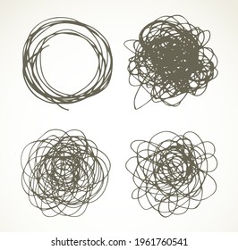 Brain band casual mix decision job network way white text space backdrop. Outline black pen hand drawn life path. Cable wire net cord rope loop puzzle work ball shape task art scrawl logo design style