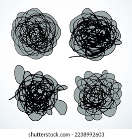 Brain band casual mix decision job network way white text space backdrop. Outline black pen hand drawn life path. Cable wire net cord rope loop puzzle work ball shape task art scrawl logo design style