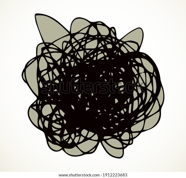 Brain band casual mix decision job network way\
white text space backdrop. Outline black pen hand drawn life path.\
Cable wire net cord rope loop puzzle work ball shape task art\
scrawl logo design style