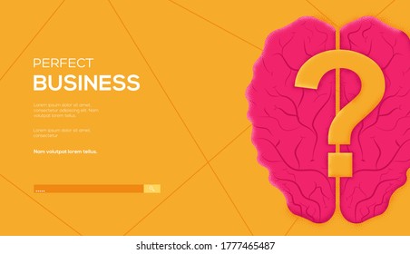 Brain banner concept flyer, web banner, ui header, enter site. Space for your text, space for copying. Grain texture and noise effect. Modern illustration slider site page. Vector design image.