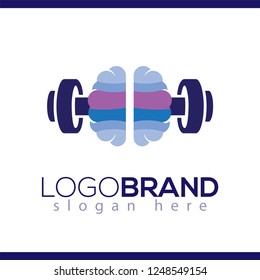 Brain With Barbell Fitness Logo Icon Vector