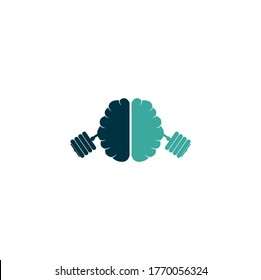 Brain Barbell Gym Fitness Logo Design Modern Template. Brain Barbell Icon Logo Design