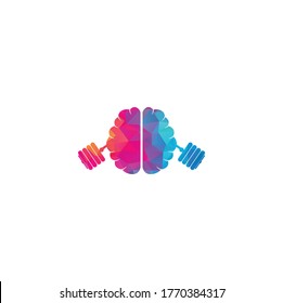 Brain Barbell Gym Fitness Logo Design Modern Template. Brain Barbell Icon Logo Design