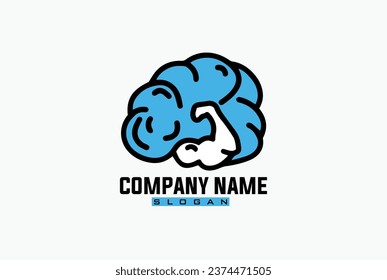 Brain Barbell Icon Logo Design Element, brain fitness logo.