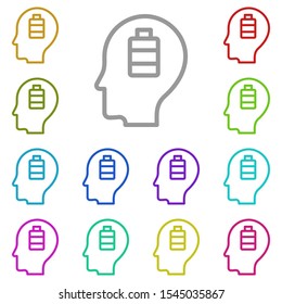 Brain, battery multi color icon. Simple thin line, outline vector of project management icons for ui and ux, website or mobile application