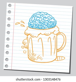 Brain in beer mug