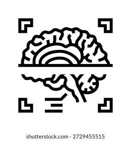 Vetor de ícone de linha de scanner biométrico cerebral. Sinal de scanner biométrico cerebral. Símbolo de contorno isolado Ilustração preta