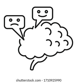 Brain bipolar disorder icon. Outline brain bipolar disorder vector icon for web design isolated on white background