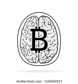 Brain with bitcoin icon