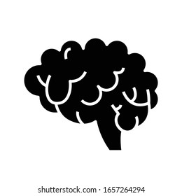 Brain black icon, concept illustration, vector flat symbol, glyph sign.