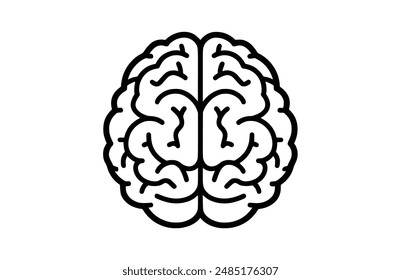 Brain black icon, isolated on white background. Vector illustration.