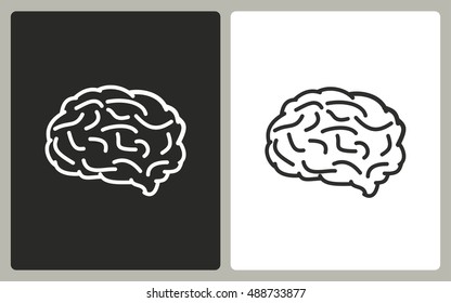Brain - black and white icons. Vector illustration.