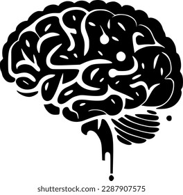 Brain - Icono aislado en blanco y negro - Ilustración vectorial