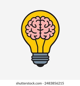 brain in blub, idea , icon , vector