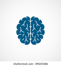 Brain Blue Flat Icon On White Background