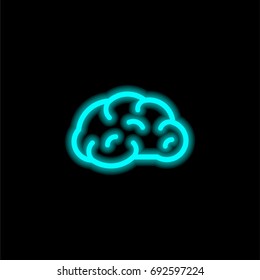 Brain blue glowing neon ui ux icon. Glowing sign logo vector