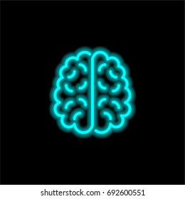 Brain blue glowing neon ui ux icon. Glowing sign logo vector