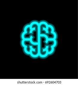 Brain blue glowing neon ui ux icon. Glowing sign logo vector