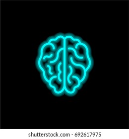 Brain blue glowing neon ui ux icon. Glowing sign logo vector