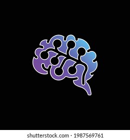 Brain blue gradient vector icon