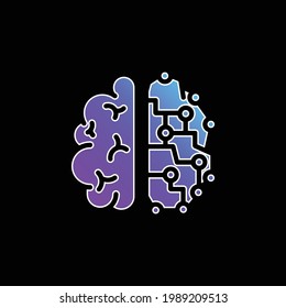 Brain blue gradient vector icon