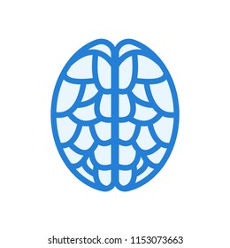 Brain blue icon vector on white background