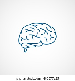 Brain Blue Line Icon On White Background