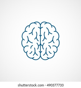 Brain Blue Line Icon On White Background