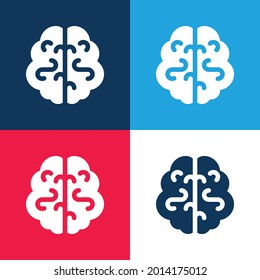 Brain blue and red four color minimal icon set