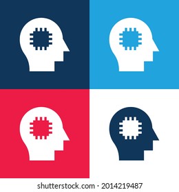 Juego de iconos mínimo de cuatro colores azul y rojo brillante