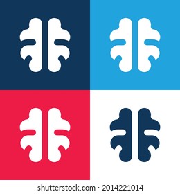 Juego de iconos mínimo de cuatro colores azul y rojo brillante