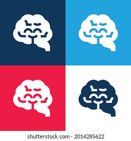 Brain blue and red four color minimal icon set