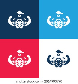 Brain blue and red four color minimal icon set