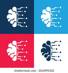 Juego de iconos mínimo de cuatro colores azul y rojo brillante