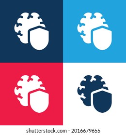 Brain blue and red four color minimal icon set