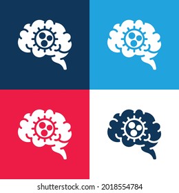 Juego de iconos mínimo de cuatro colores azul y rojo brillante