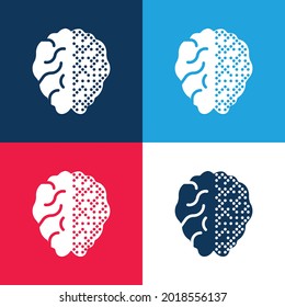 Brain blue and red four color minimal icon set