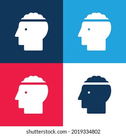 Brain blue and red four color minimal icon set