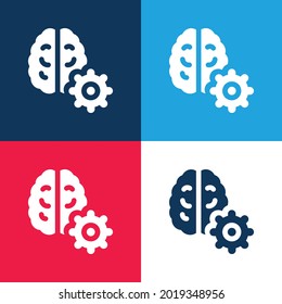 Brain blue and red four color minimal icon set