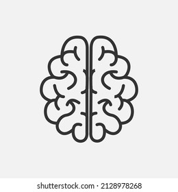 Brain body part icon isolated flat design vector illustration on white background.