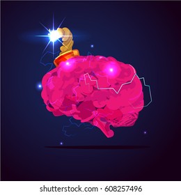 Brain bomb. mind explosion concept - vector illustration