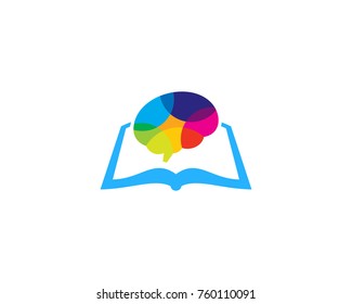 Brain Book Icon Logo Design Element