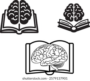 brain book icons on white