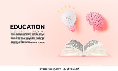Diseño y libro con concepto de idea en el estilo del arte del papel y en la combinación de colores pastel